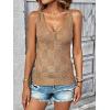 imageMakeMeChic Womens Crochet Tank Top Tie Dye Hollow Out Sleeveless Summer Shirt Going Out TopsKhaki
