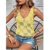 imageMakeMeChic Womens Crochet Tank Top Tie Dye Hollow Out Sleeveless Summer Shirt Going Out TopsYellow