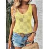imageMakeMeChic Womens Crochet Tank Top Tie Dye Hollow Out Sleeveless Summer Shirt Going Out TopsYellow