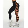 imageMakeMeChic Womens Cut Out Sexy Leggings Criss Cross Skinny Pants Party ClubwearBlack Cutout B