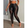 imageMakeMeChic Womens Cut Out Sexy Leggings Criss Cross Skinny Pants Party ClubwearBlack Sheer Leather