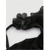 imageMakeMeChic Womens Floral Halter Top Tie Front Y2K Backless Ruffle Trim Fringe CamisoleBlack B