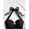 imageMakeMeChic Womens Floral Print Ruched Halter Top Sleeveless Backless Slim Fit Crop TopsBlack