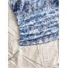 imageMakeMeChic Womens Floral Print Ruched Halter Top Sleeveless Backless Slim Fit Crop TopsBlue and White