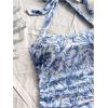 imageMakeMeChic Womens Floral Print Ruched Halter Top Sleeveless Backless Slim Fit Crop TopsBlue and White