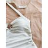 imageMakeMeChic Womens Floral Print Ruched Halter Top Sleeveless Backless Slim Fit Crop TopsFloral White