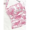 imageMakeMeChic Womens Floral Print Ruched Halter Top Sleeveless Backless Slim Fit Crop TopsHot Pink
