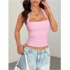 imageMakeMeChic Womens Floral Print Ruched Halter Top Sleeveless Backless Slim Fit Crop TopsPink Solid