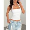 imageMakeMeChic Womens Floral Print Ruched Halter Top Sleeveless Backless Slim Fit Crop TopsWhite