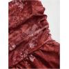 imageMakeMeChic Womens Floral Tie Shoulder Tank Tops Ruched Ruffle Hem Shirred Camisole Crop TopsRust Brown