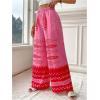 imageMakeMeChic Womens Floral Wide Leg Pants Beach Vacation High Waist Boho Palazzo TrousersHot Pink