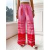 imageMakeMeChic Womens Floral Wide Leg Pants Beach Vacation High Waist Boho Palazzo TrousersHot Pink