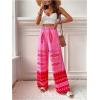 imageMakeMeChic Womens Floral Wide Leg Pants Beach Vacation High Waist Boho Palazzo TrousersHot Pink