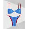 imageMakeMeChic Womens Gingham Bikini Set Push Up Tie Backless Thong Bathing Suit SwimsuitBlue