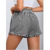 imageMakeMeChic Womens Gingham Ruffle Boxer Shorts Elastic High Waist Pajamas Lounge ShortsBlack and White