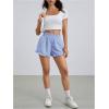 imageMakeMeChic Womens Gingham Ruffle Boxer Shorts Elastic High Waist Pajamas Lounge ShortsBlue S