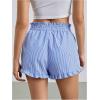 imageMakeMeChic Womens Gingham Ruffle Boxer Shorts Elastic High Waist Pajamas Lounge ShortsBlue S