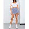 imageMakeMeChic Womens Gingham Ruffle Boxer Shorts Elastic High Waist Pajamas Lounge ShortsBlue and White