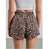 imageMakeMeChic Womens Gingham Ruffle Boxer Shorts Elastic High Waist Pajamas Lounge ShortsBrown
