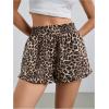 imageMakeMeChic Womens Gingham Ruffle Boxer Shorts Elastic High Waist Pajamas Lounge ShortsBrown