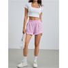 imageMakeMeChic Womens Gingham Ruffle Boxer Shorts Elastic High Waist Pajamas Lounge ShortsPink