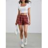 imageMakeMeChic Womens Gingham Ruffle Boxer Shorts Elastic High Waist Pajamas Lounge ShortsRed P