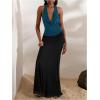 imageMakeMeChic Womens Going Out Tops Sexy Deep V Cowl Neck Blackless Sequin Halter TopDusty Blue