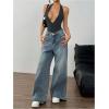 imageMakeMeChic Womens Halter Backless Shapewear Bodysuits Deep V Neck Tops LeotardDark Grey