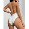 imageMakeMeChic Womens Halter Backless Shapewear Bodysuits Deep V Neck Tops LeotardWhite