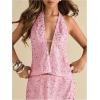 imageMakeMeChic Womens Halter Tops Y2k Going Out Cheetah Print TopPink Sparkly