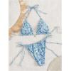 imageMakeMeChic Womens Halter Triangle Thong Bikini Sets High Cut Swimsuit Bathing Suit SwimwearBlue Floral Multi