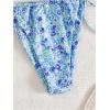 imageMakeMeChic Womens Halter Triangle Thong Bikini Sets High Cut Swimsuit Bathing Suit SwimwearBlue Floral Multi