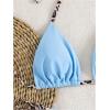 imageMakeMeChic Womens Halter Triangle Thong Bikini Sets High Cut Swimsuit Bathing Suit SwimwearBlue Leopard