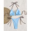 imageMakeMeChic Womens Halter Triangle Thong Bikini Sets High Cut Swimsuit Bathing Suit SwimwearBlue Leopard
