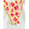 imageMakeMeChic Womens Halter Triangle Thong Bikini Sets High Cut Swimsuit Bathing Suit SwimwearFlower Yellow