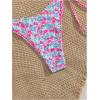 imageMakeMeChic Womens Halter Triangle Thong Bikini Sets High Cut Swimsuit Bathing Suit SwimwearPurple Blue Floral