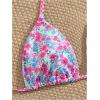 imageMakeMeChic Womens Halter Triangle Thong Bikini Sets High Cut Swimsuit Bathing Suit SwimwearPurple Blue Floral