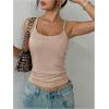 imageMakeMeChic Womens Knit Backless Camisole Tank Top Tie Back Spaghetti Strap Going Out TopsApricot