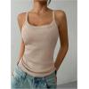 imageMakeMeChic Womens Knit Backless Camisole Tank Top Tie Back Spaghetti Strap Going Out TopsApricot