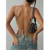 imageMakeMeChic Womens Knit Backless Camisole Tank Top Tie Back Spaghetti Strap Going Out TopsApricot