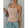 imageMakeMeChic Womens Knit Backless Camisole Tank Top Tie Back Spaghetti Strap Going Out TopsApricot