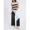 imageMakeMeChic Womens Knit Backless Camisole Tank Top Tie Back Spaghetti Strap Going Out TopsBlack and White