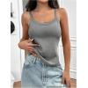 imageMakeMeChic Womens Knit Backless Camisole Tank Top Tie Back Spaghetti Strap Going Out TopsGrey