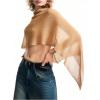 imageMakeMeChic Womens Knit Ponchos Shrug Shawl Wraps Sheer Poncho Sweater Asymmetrical TopsApricot