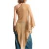 imageMakeMeChic Womens Knit Ponchos Shrug Shawl Wraps Sheer Poncho Sweater Asymmetrical TopsApricot