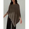 imageMakeMeChic Womens Knit Ponchos Shrug Shawl Wraps Sheer Poncho Sweater Asymmetrical TopsBrown