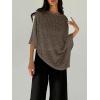 imageMakeMeChic Womens Knit Ponchos Shrug Shawl Wraps Sheer Poncho Sweater Asymmetrical TopsBrown