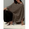 imageMakeMeChic Womens Knit Ponchos Shrug Shawl Wraps Sheer Poncho Sweater Asymmetrical TopsBrown