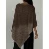imageMakeMeChic Womens Knit Ponchos Shrug Shawl Wraps Sheer Poncho Sweater Asymmetrical TopsBrown