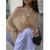 imageMakeMeChic Womens Knit Ponchos Shrug Shawl Wraps Sheer Poncho Sweater Asymmetrical TopsKhaki